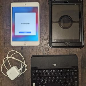 Apple iPad Mini 4, 128 gb, gold, with keyboard and case